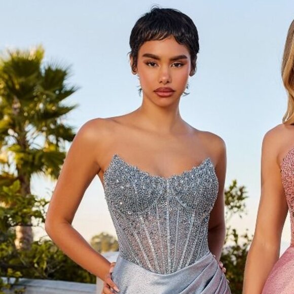 New Formal Sleeveless Sequins Embellished Prom Dress w/ Scoop Neckline CD CC467